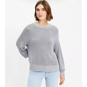 Gap Knit Crewneck Sweater Women’s Medium Gray Fisherman‎ Cottagecore Spring